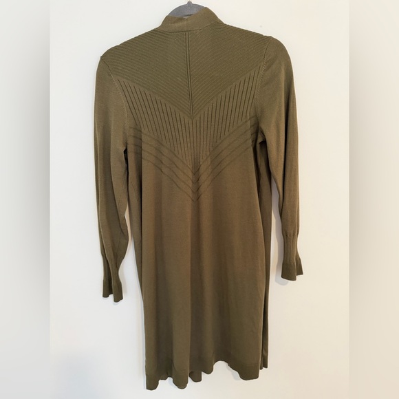 *EUC* Olive Green Women's Open Front Duster Style Cardigan Sweater - Picture 3 of 7